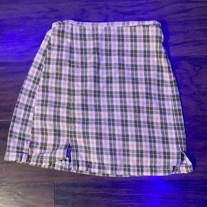 Green and white plaid skirt